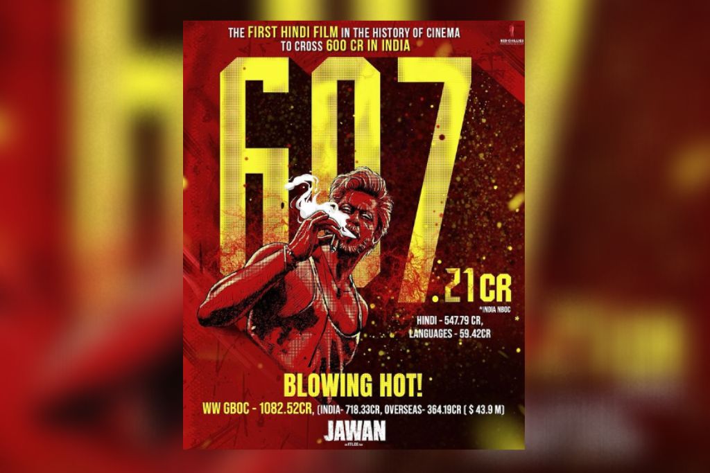 भारत में 600 करोड़ कमाने वाली पहली बॉलीवुड फिल्म बनी  किंग खान शाहरुख की जवान : 
