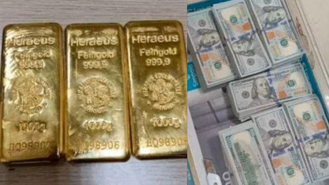 लखनऊ एयरपोर्ट पर 3 किलो सोना और विदेशी करेंसी पकड़ी