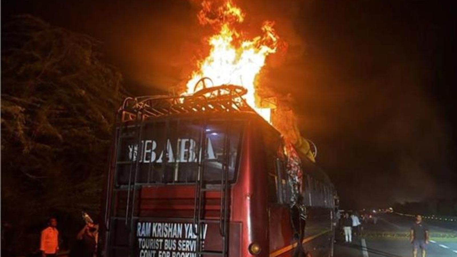 A bus going from Ludhiana to Noida caught fire