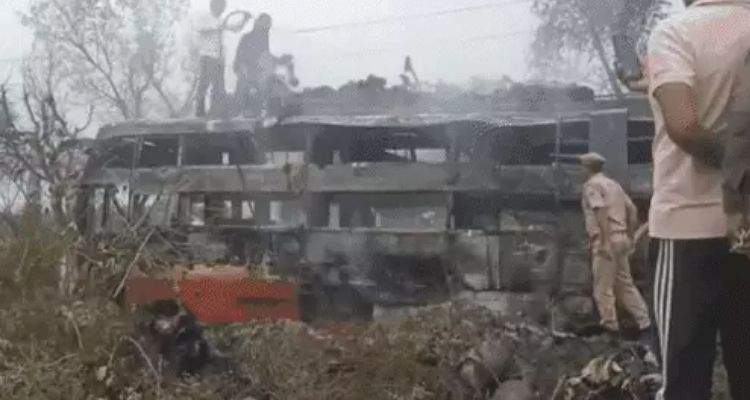 Bus catches fire in Jaipur, 2 killed,