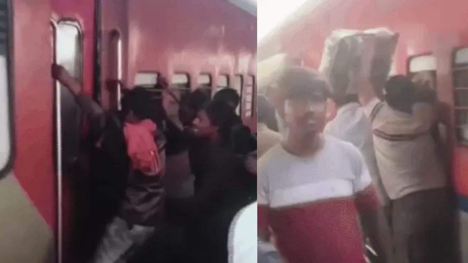 Heavy crowd at Jalandhar railway station for Chhath Puja, jostling on Bihar-bound trains