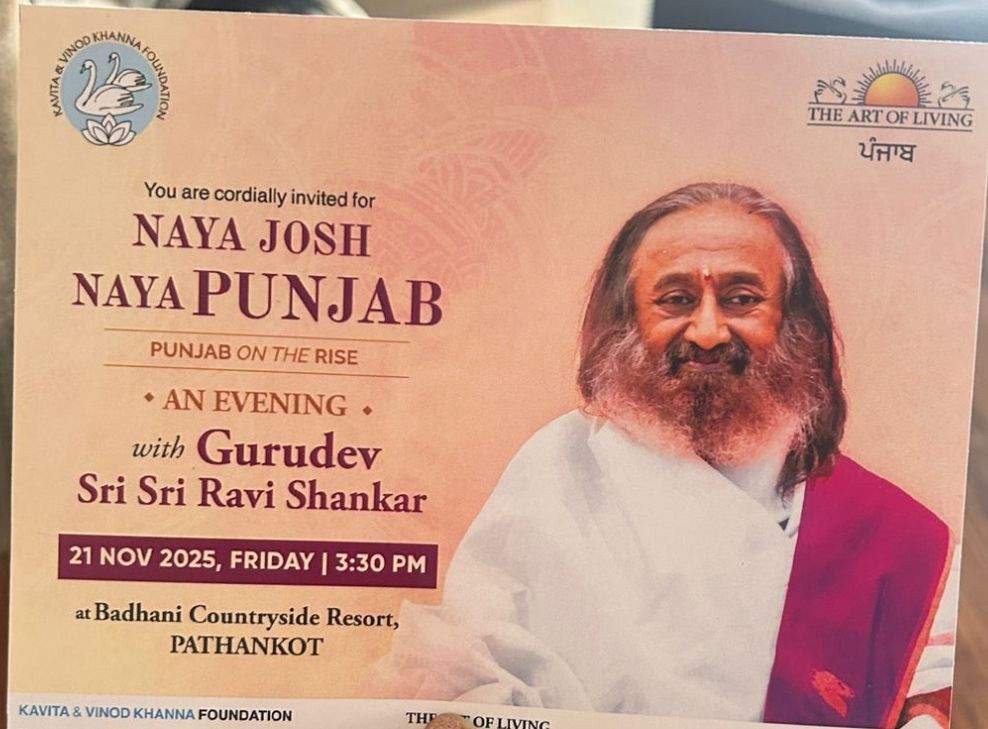 Sri Sri Ravi Shankar on much-awaited visit to Punjab from November 21