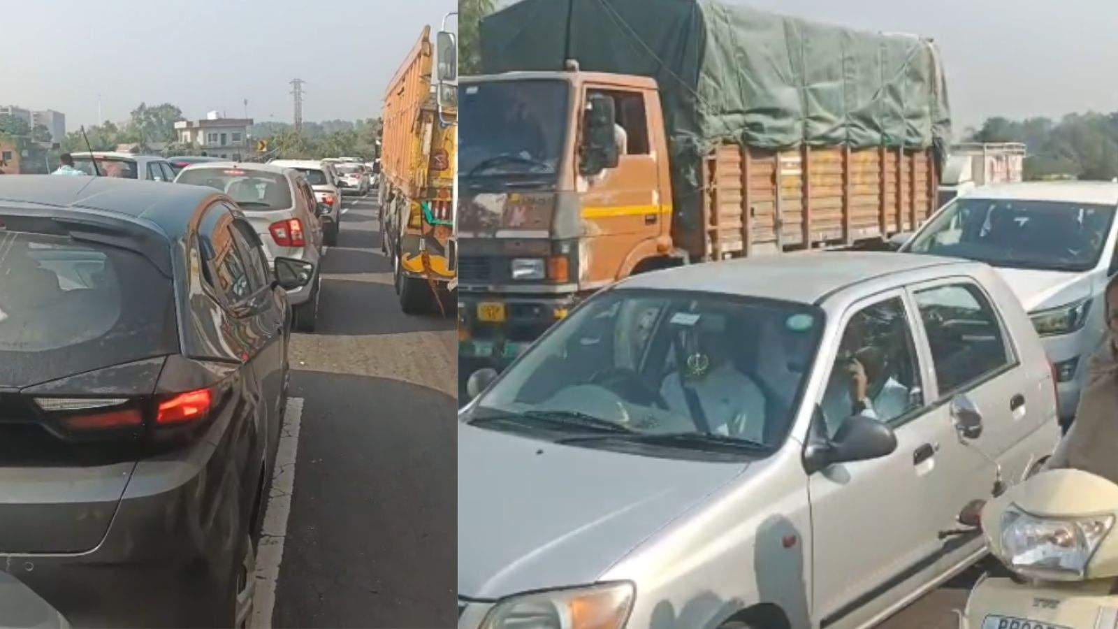 Heavy traffic jam on Jalandhar-Ludhiana National Highway