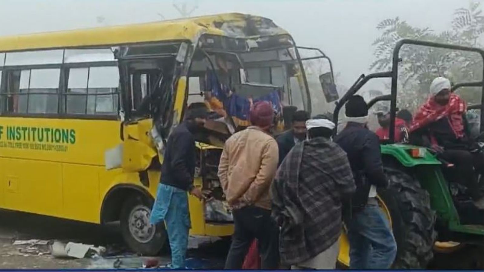 A college bus and a truck collided violently in Punjab.