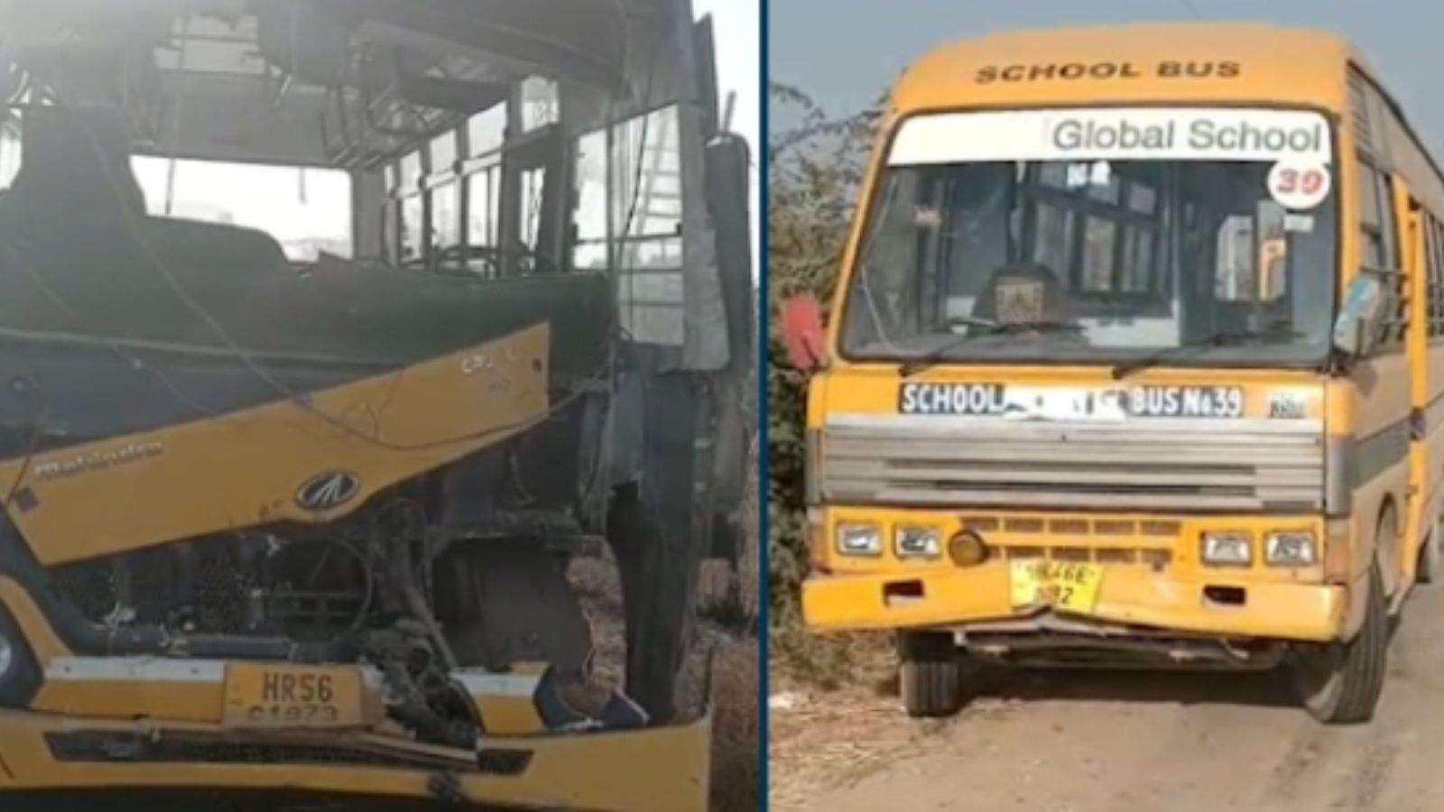 Two school buses collided early in the morning.