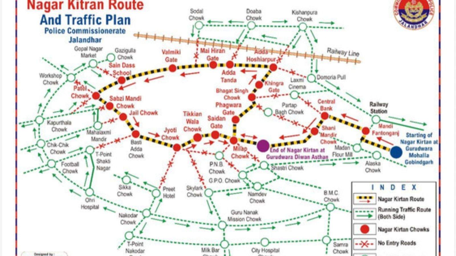 These roads will remain closed in Jalandhar due to the Nagar Kirtan procession