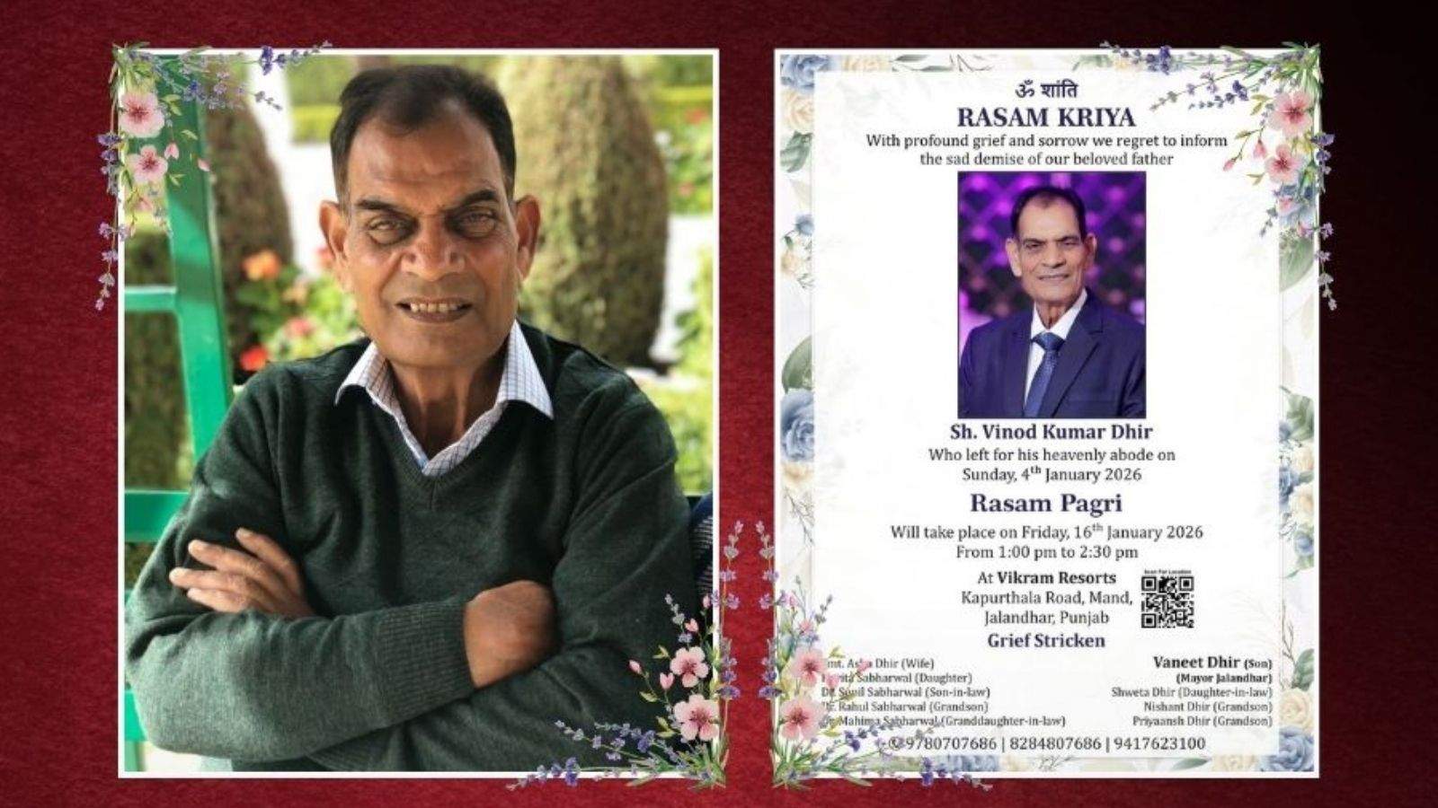 The turban-tying ceremony for Mr. Vinod Kumar Dheer