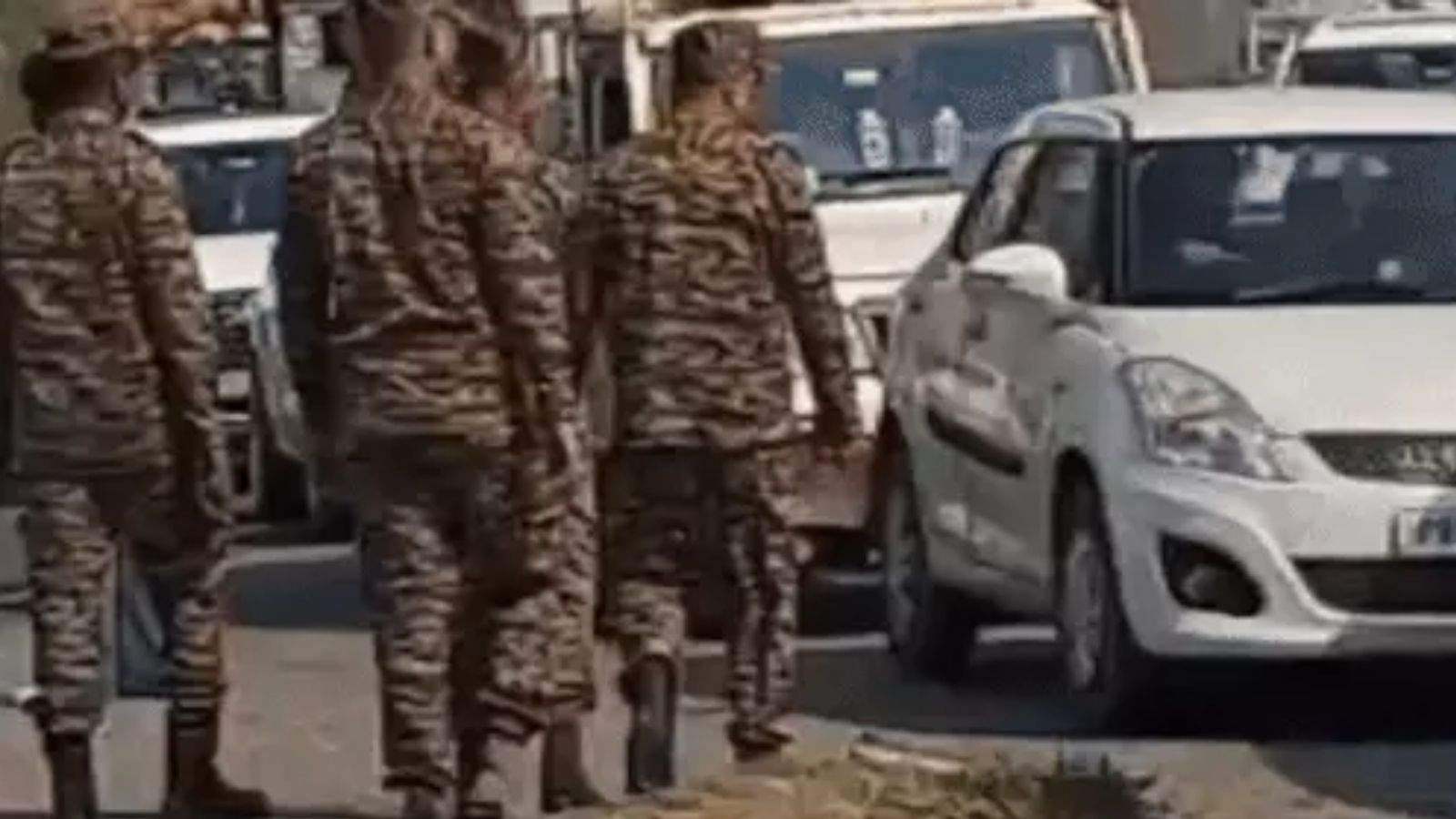 A truck loaded with stones overturned on the Pathankot-Amritsar National Highway, and six vehicles, including two BSF buses, collided with each other.