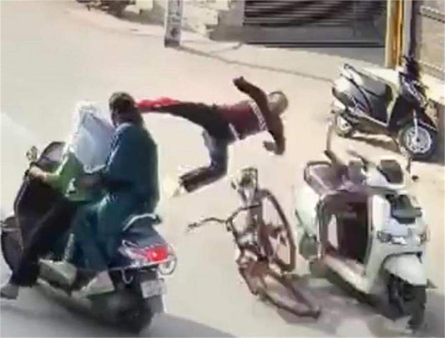 Ludhiana Activa Accident, Child Flies 5ft, Child Hospitalized, CCTV Video, Ludhiana Latest Update