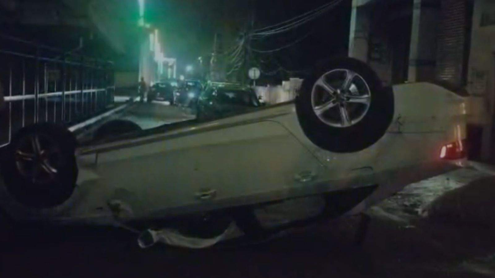 Overspeeding Audi car overturned near BMC Chowk in Jalandhar, driver injured, liquor bottle recovered from car